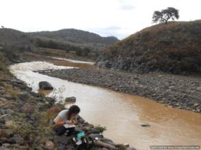 Sampling water downstream Cerro de Pasco