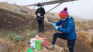 Sampling river's sediments