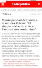 The news on the major Peruvian newspaper