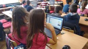 Girls using Khan Academy at 137th School in Sofia