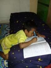 Using big blanket as the table at home