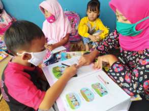 A small group learning with school teacher