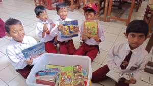Happy faces as they find their favorite books