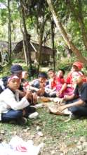 Enjoying outdoor lunch