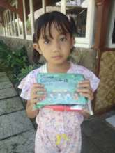 The student with a hygiene kits