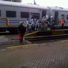 In line before entering the train