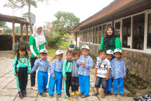 The preschoolers and their teachers