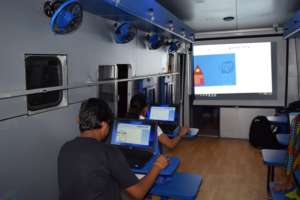 Students developing Applications on the bus
