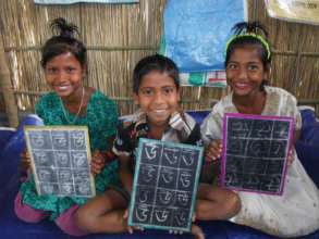 Children practicing the alphabet