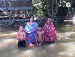 Family affected by flooding
