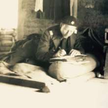 Sergeant Krydner working on his wartime diary
