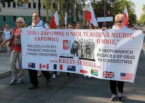 Kresy-Siberia members march in Biaystok, Poland