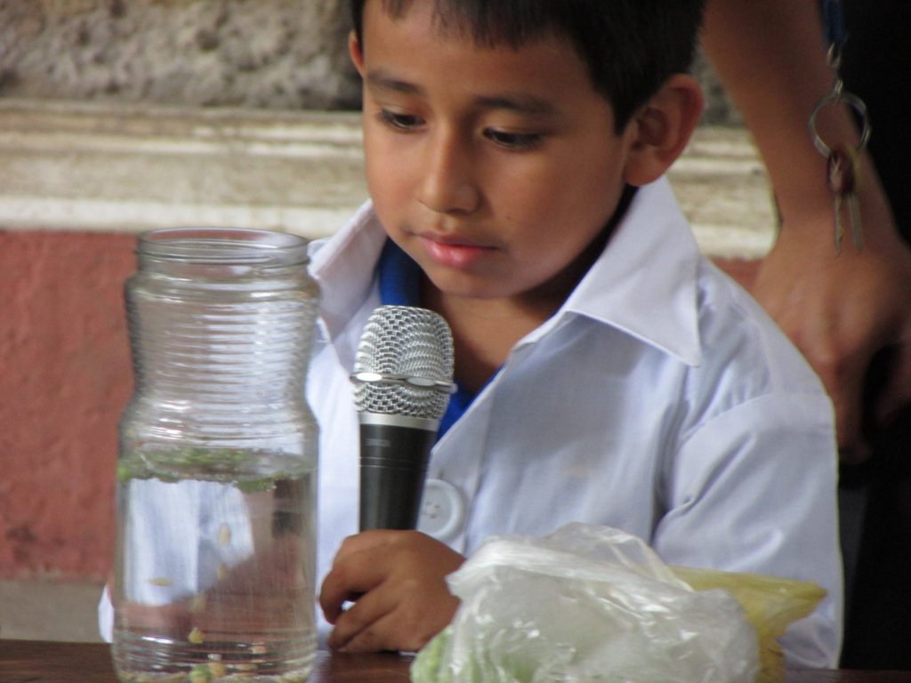 A student presenting his science project