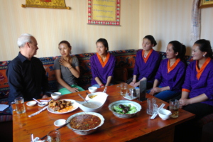 Andrew meeting with some of the students