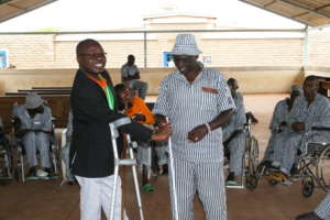 Receiving a white cane