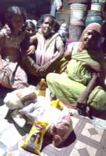 Salma with her food parcel