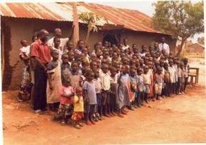 Children outside their class room.