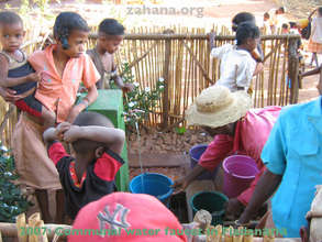 One of seven communal water faucets