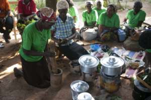 Women preparing traditional medicine
