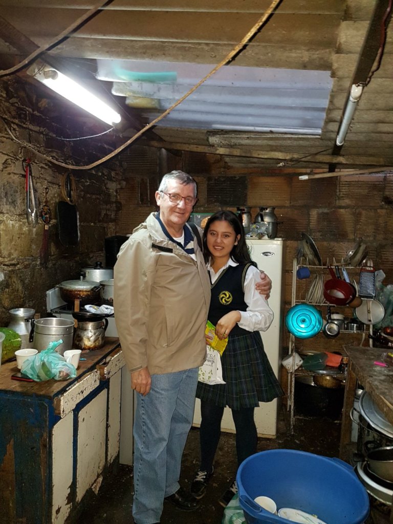 Volunteer during the visit to the families