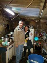 Volunteer during the visit to the families