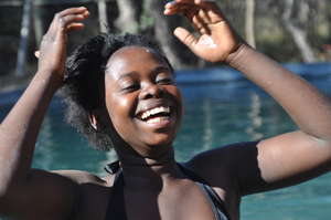 Having fun in the pool