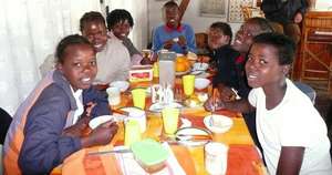 Having dinner together at Daktari Bush School