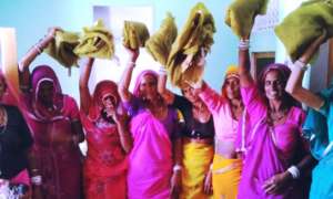 Happy Women with mosquito net