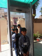 Students using the new metal detector