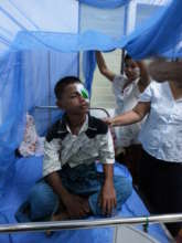 Young patient right after surgery