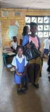 One of the students receiving her school supplies