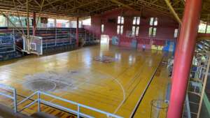 preparing the basketball court