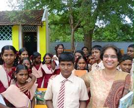 ESL tutor with IELC school children