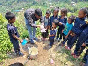 Children learn to wash their hands properly