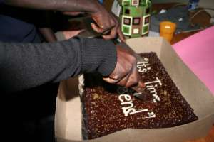 cutting the cake