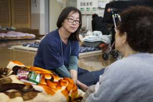 Ayako and Takano at Mifune Evacuation Center