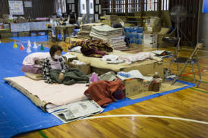 Reiko and her husband evacuated to a school