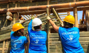 All Hands Volunteers rebuilding a home