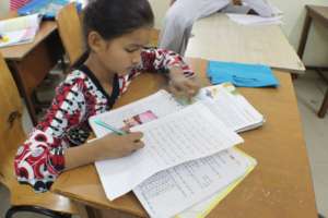Muskana hard at work during the after school class