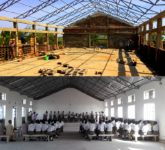 Assembly Hall construction before and after