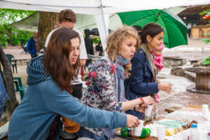Young people participating in art activities