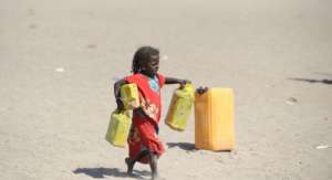 Even childs have to walk long distances for water