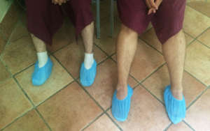 Two men waiting in line for their vasectomies