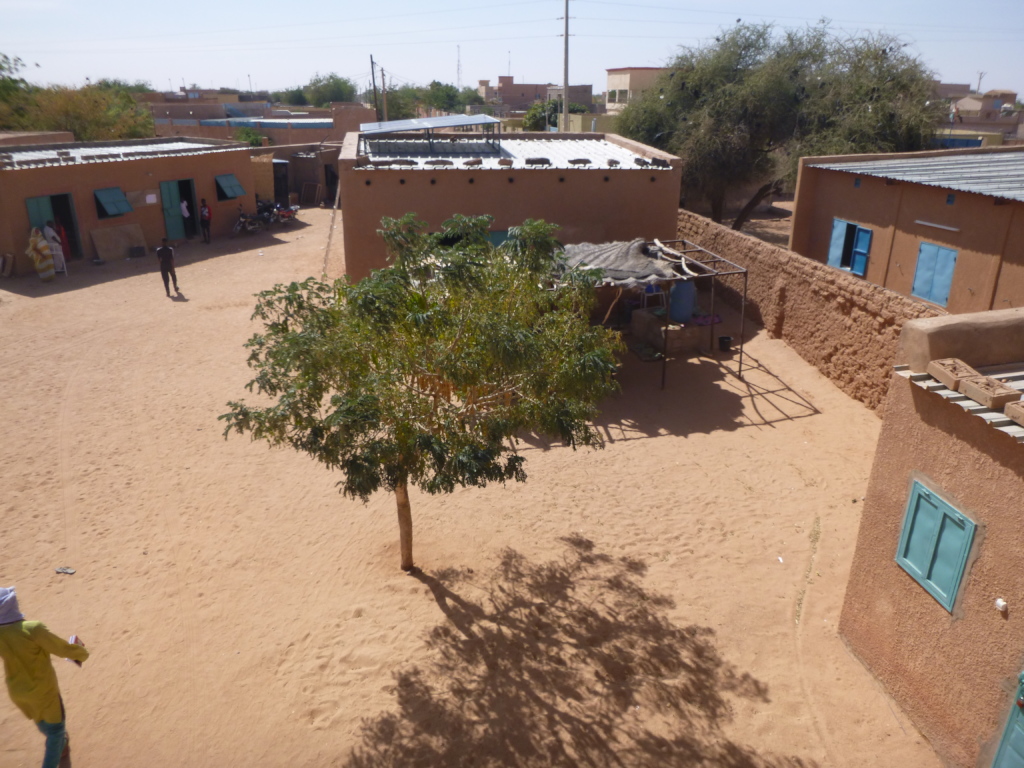 View of the solar panels on top of the girls' dorm
