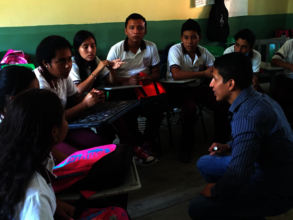 Teacher Emir with his students in Chiapas, Mexico