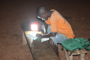 A solar light making studying possible in the dark