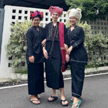 Madeleine, center, worked with Pa'o in Thailand