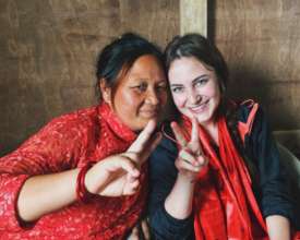 Rachel (r) and friend in Dhankuta, Nepal