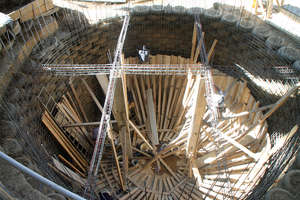 Formwork on the walls of the giant cistern.