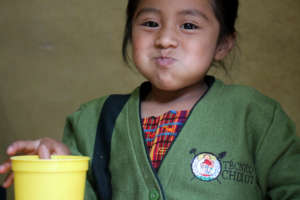One of our Kindergartners Enjoying Breakfast